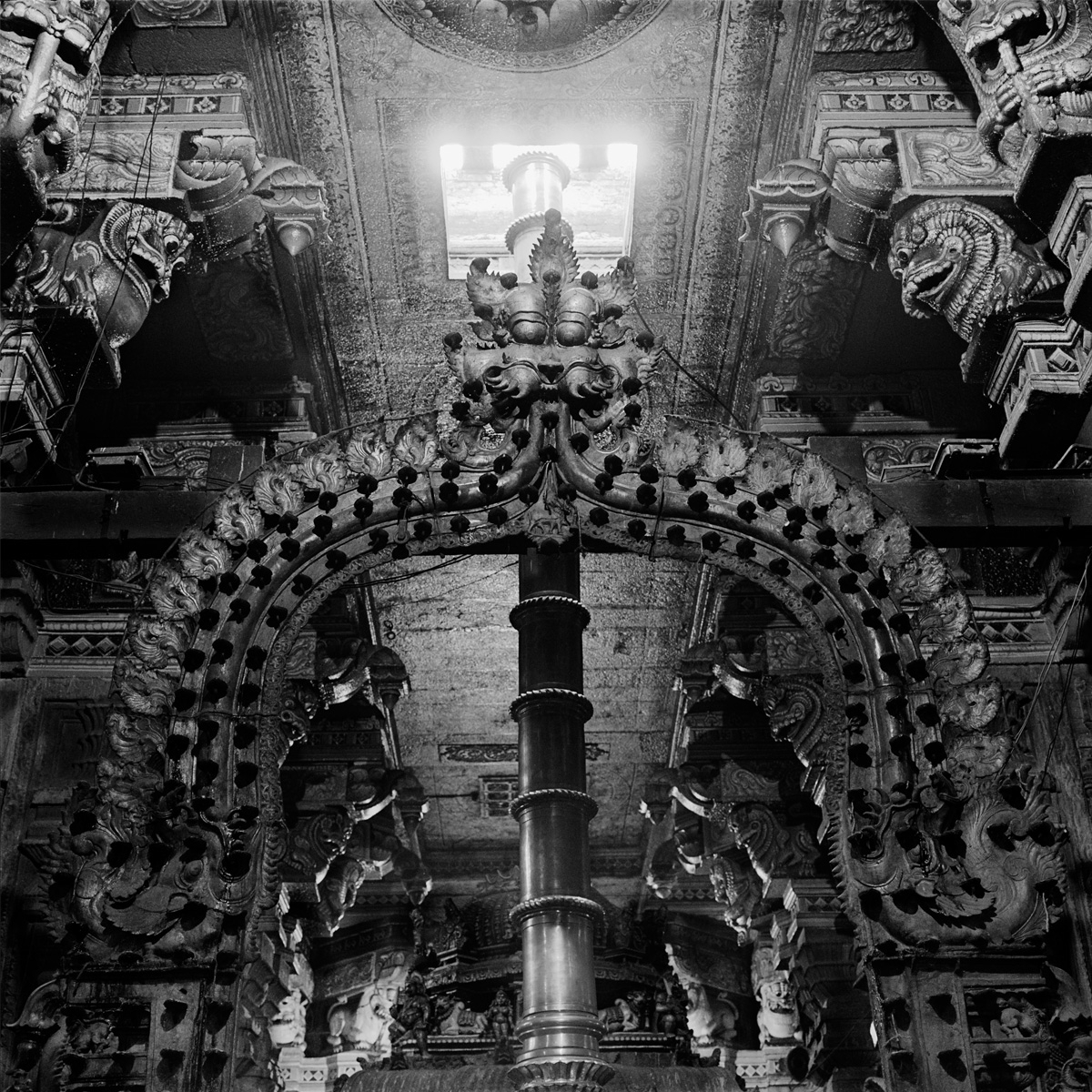Central flagpole of the Sri Meenakshi Temple, Madurai, Tamil Nadu.