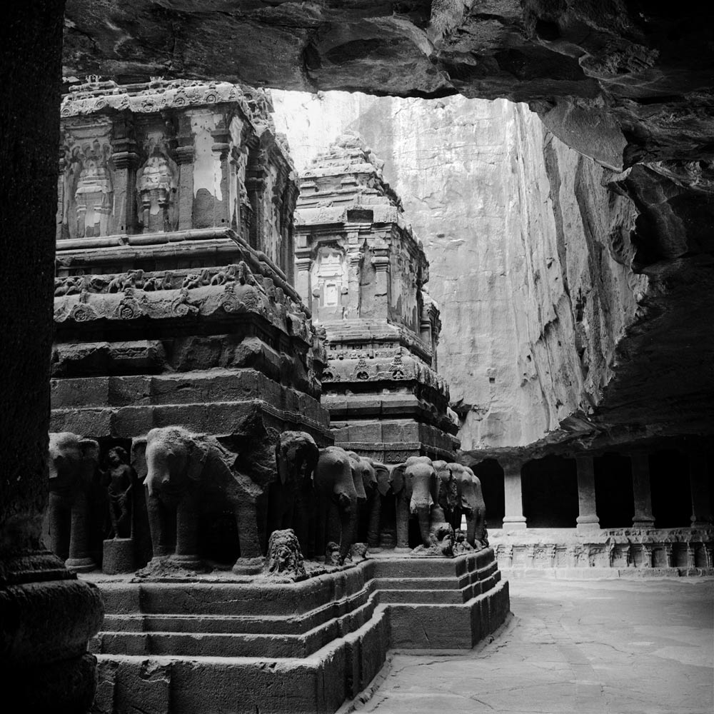 Rear exterior of the Kailasa Temple, Ellora, Maharashtra.